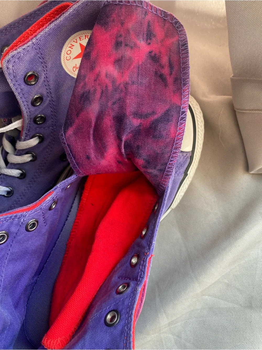 Converse Kids High Top Sneakers in Purple with Red Accents